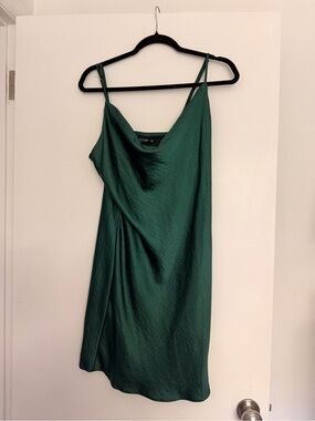 Nasty Gal Emerald Green Satin Slip Mini Dress